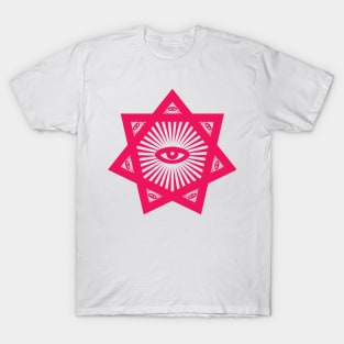 Heptagram 7 Sided Star With All Seeing Eye Scared Geometry T-Shirt
